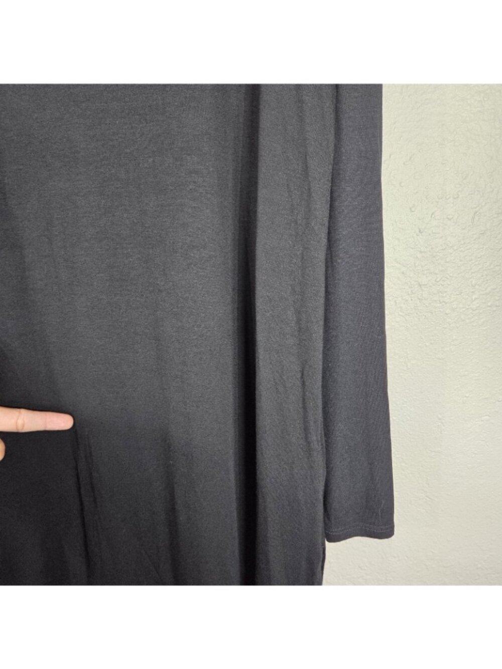 Eileen Fisher Black Tunic Top Size M Long Side Slits Long Sleeve Minimalist - Picture 5 of 16